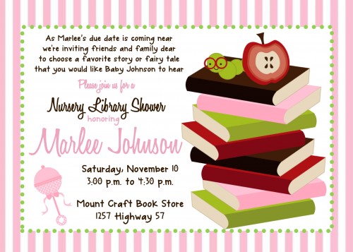 book themed baby shower invitations