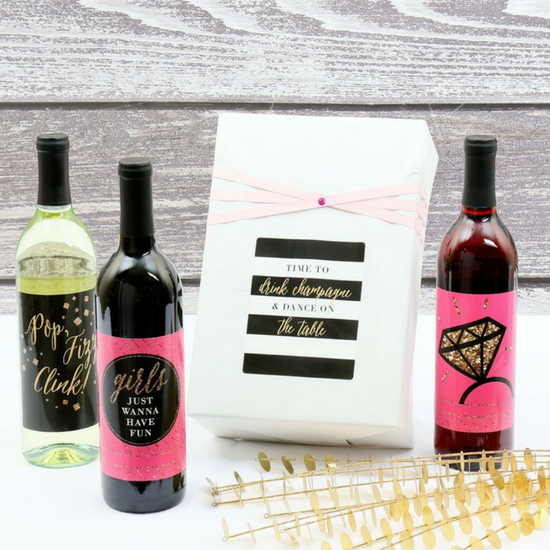 4 bachelorette party wine labels