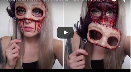 Halloween fake flesh mask make up idea for her