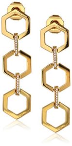 Round Face - Rachel Zoe Gavriel Hexagon Linear Drop Earrings