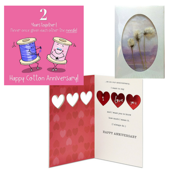 second wedding anniversary gift cotton anniversary greeting cards