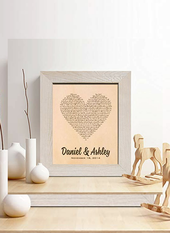 550-750 leather gifts for 3rd wedding anniversary -first dance song engraved art