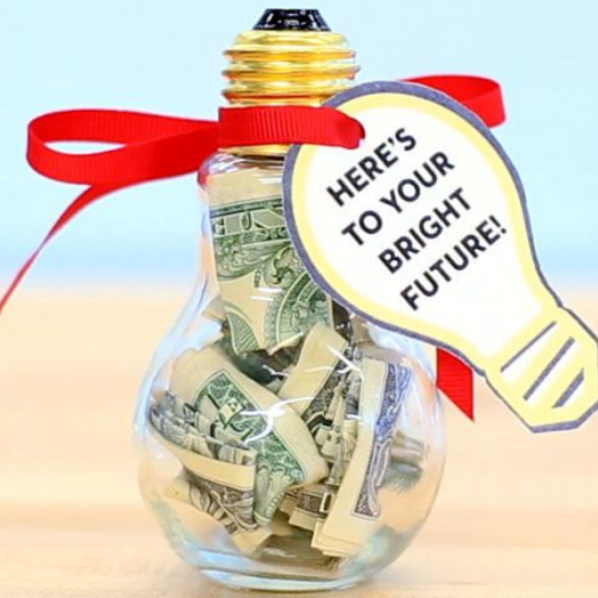 Money Gifts the bright idea cash in a bulb