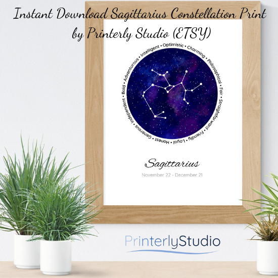 Instant Download Sagittarius Constellation Print