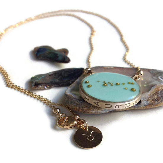 Taurus constellation vintage necklace gift