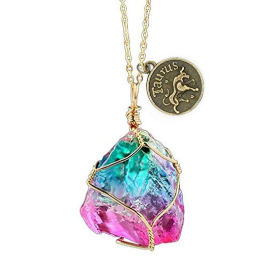 taurus rainbow colors jewelry gift pendant
