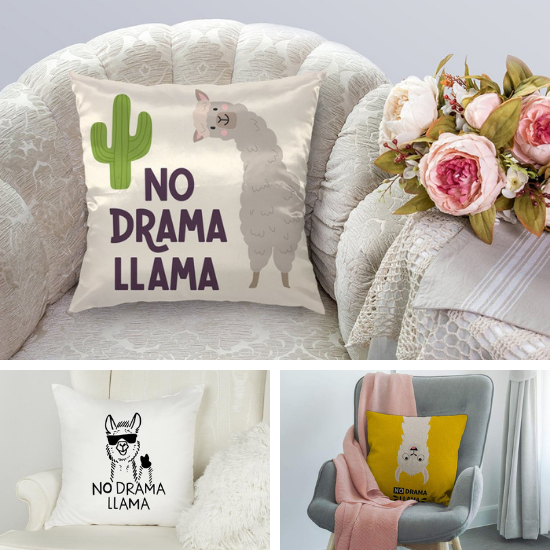 no drama llama gifts throw pillows
