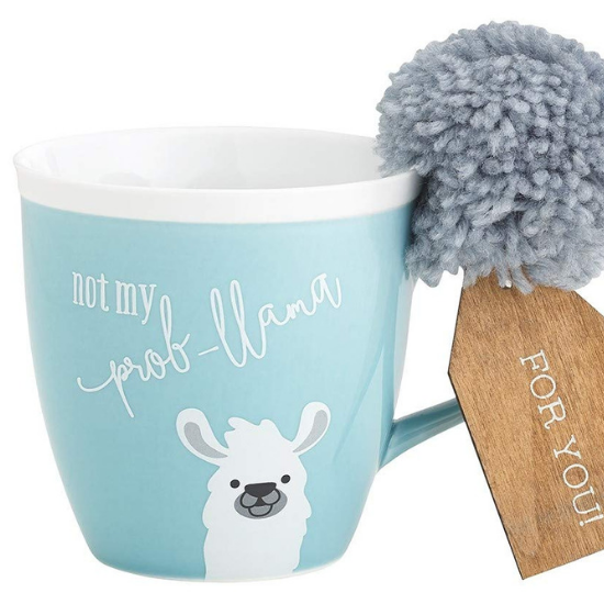 not my probllama tea cup with pompom